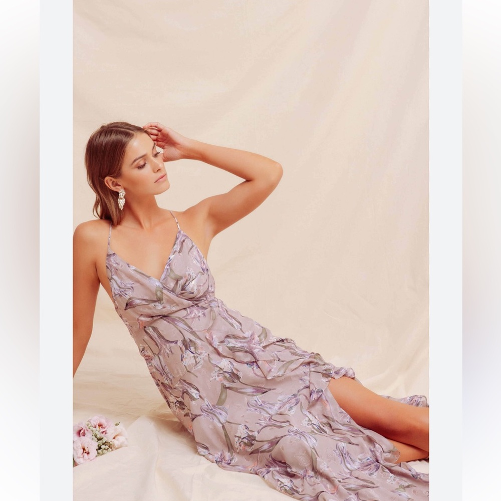 ASTR the label  floral slit front maxi dress 8